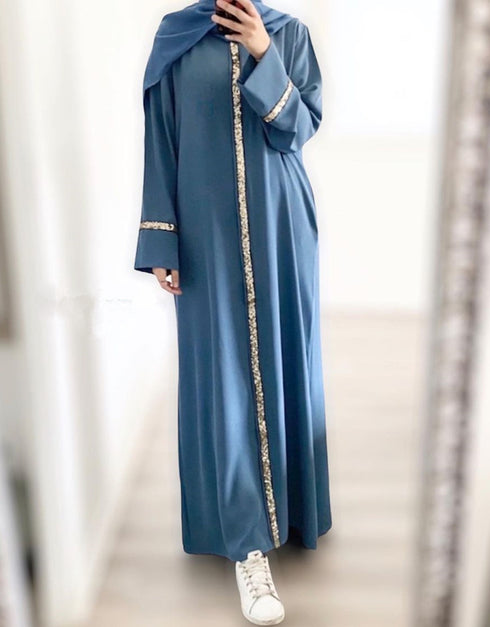 Women's Solid Color Puff Sleeve Maxi Abaya